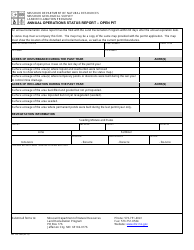 Document preview: Form MO780-1885 Annual Operations Status Report - Open Pit - Missouri