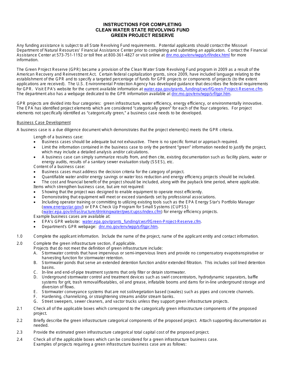 Form MO780-2530 Clean Water State Revolving Fund Green Project Reserve - Missouri, Page 5
