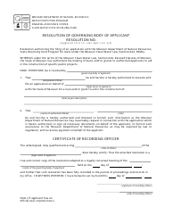 Document preview: Resolution of Governing Body of Applicant - Water Protection Program - Missouri