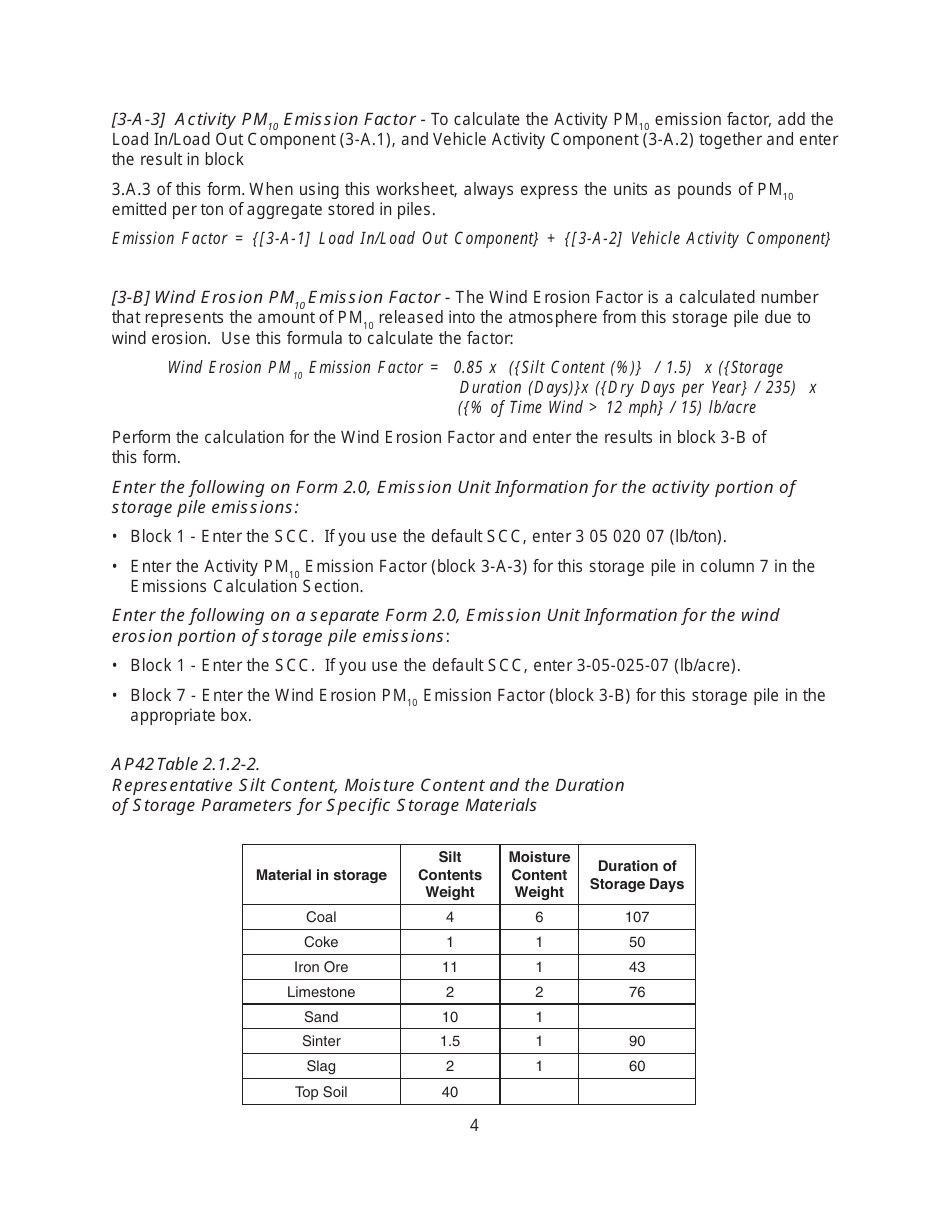 Instructions for EIQ Form 2.8, MO780-1446 Storage Pile Worksheet - Missouri, Page 4