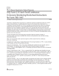 Instructions for EIQ Form 2.9, MO780-1447 &quot;Stack Test/Continuous Emissions Monitoring Worksheet&quot; - Missouri
