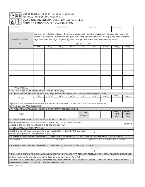 EIQ Form 3.0 (MO780-1509)  Printable Pdf