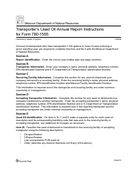 Document preview: Instructions for Form MO780-1555 Transporter's Used Oil Annual Report - Missouri