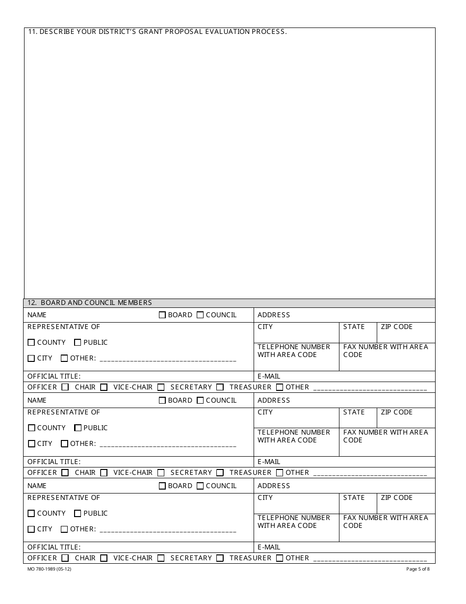 Form MO780-1989 Solid Waste Management District Annual Report - Missouri, Page 5