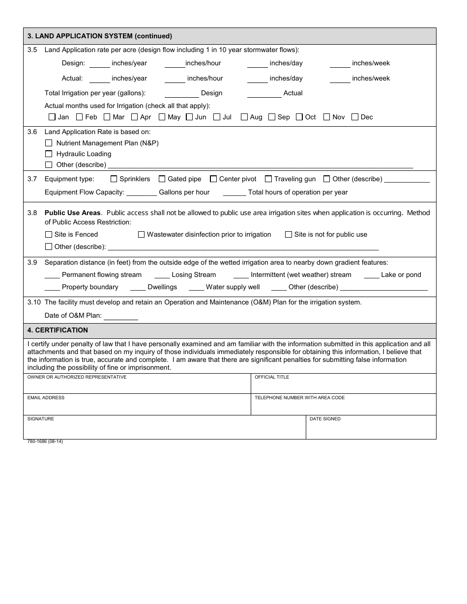 Form MO780-1686 Permit Application for Operation of Wastewater Irrigation Systems - Missouri, Page 2