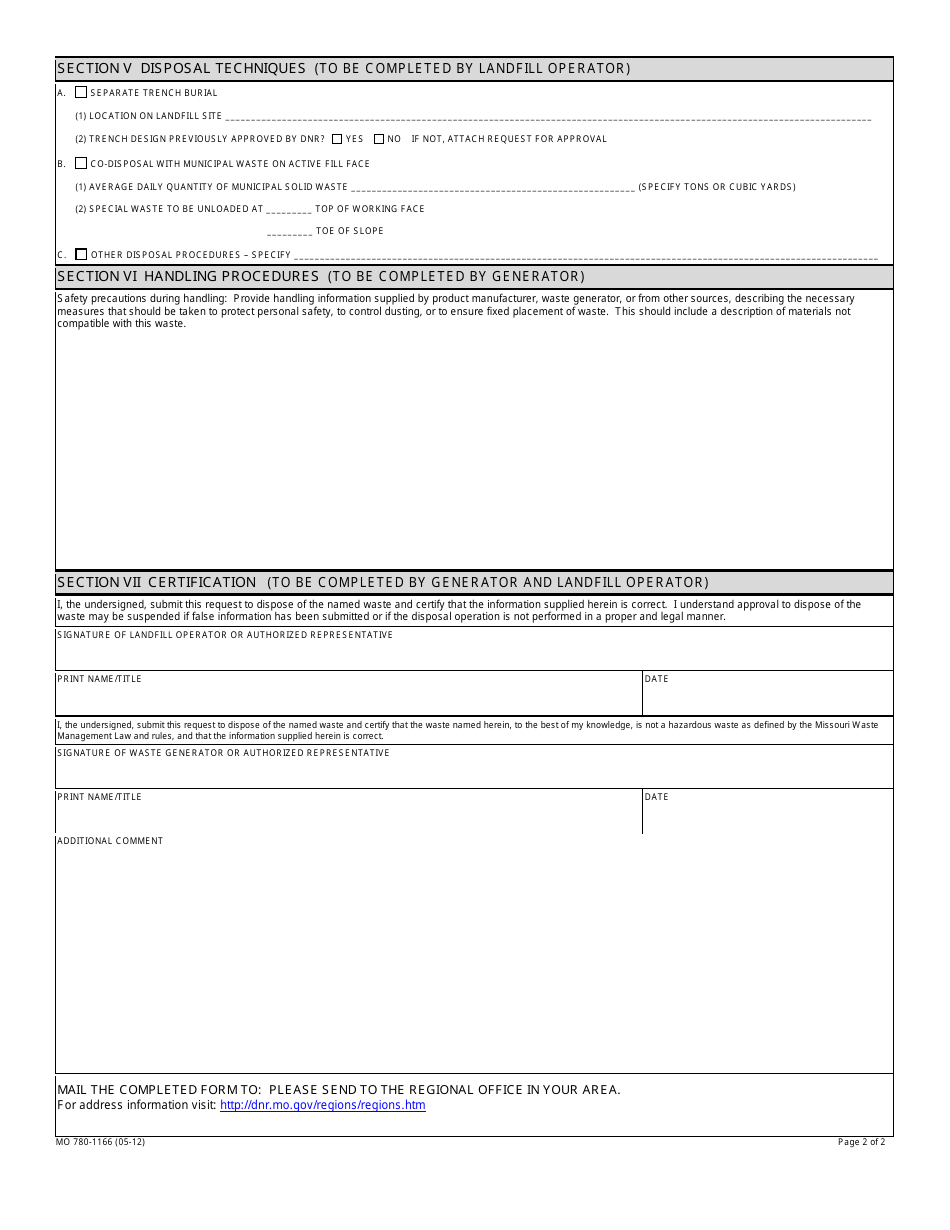 Form MO780-1166 - Fill Out, Sign Online and Download Fillable PDF ...