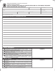 Document preview: Form MO780-1520 Used Oil Burners Who Burn off-Specification Used Oil for Energy Recovery Inspection and Record Checklist - Missouri