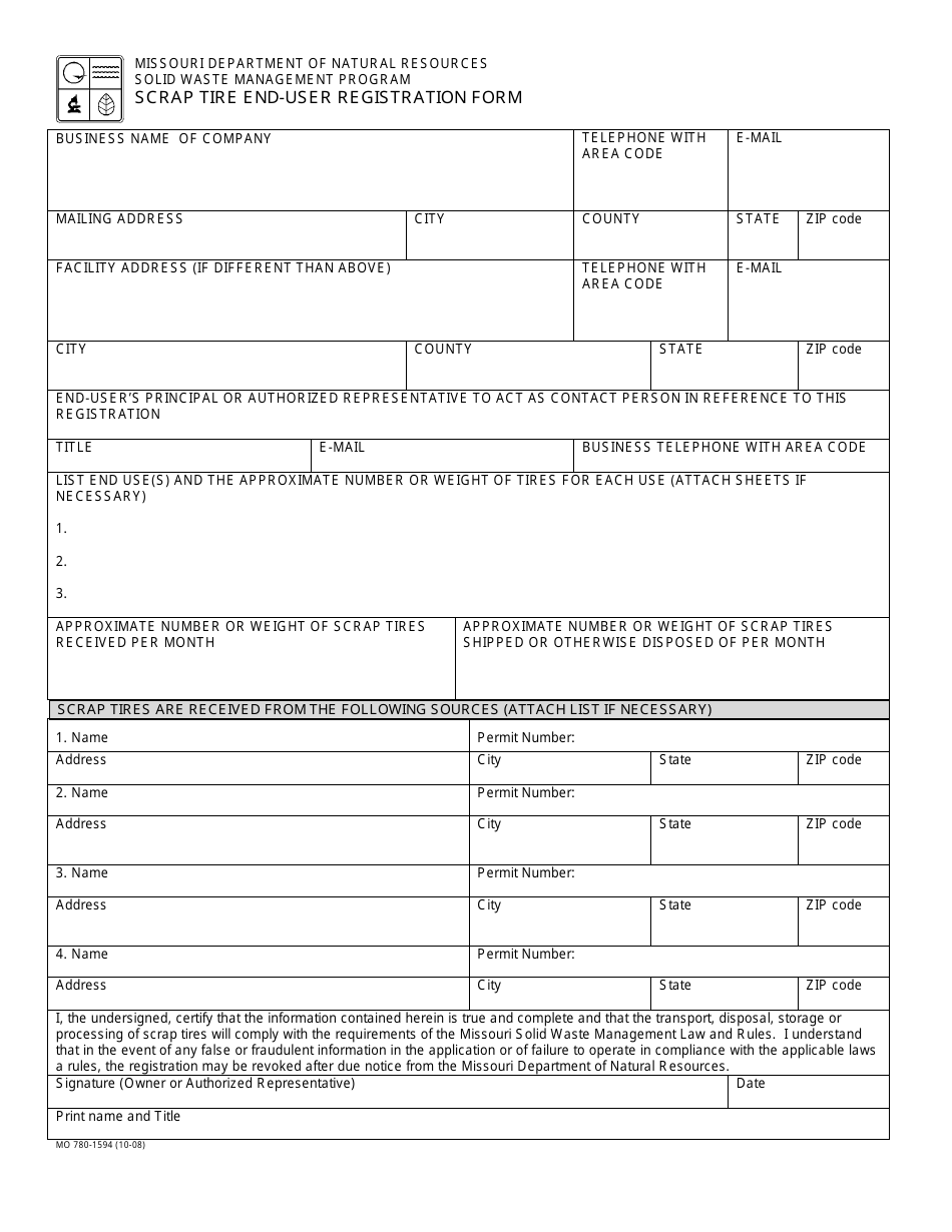 Form MO780-1594 - Fill Out, Sign Online and Download Fillable PDF ...