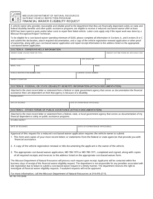 Form MO780-1970 Financial Waiver Eligibility Request - Missouri