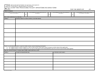 Document preview: Form MO780-1037 Scrap Tire Processing Facility Operations Records Form - Missouri