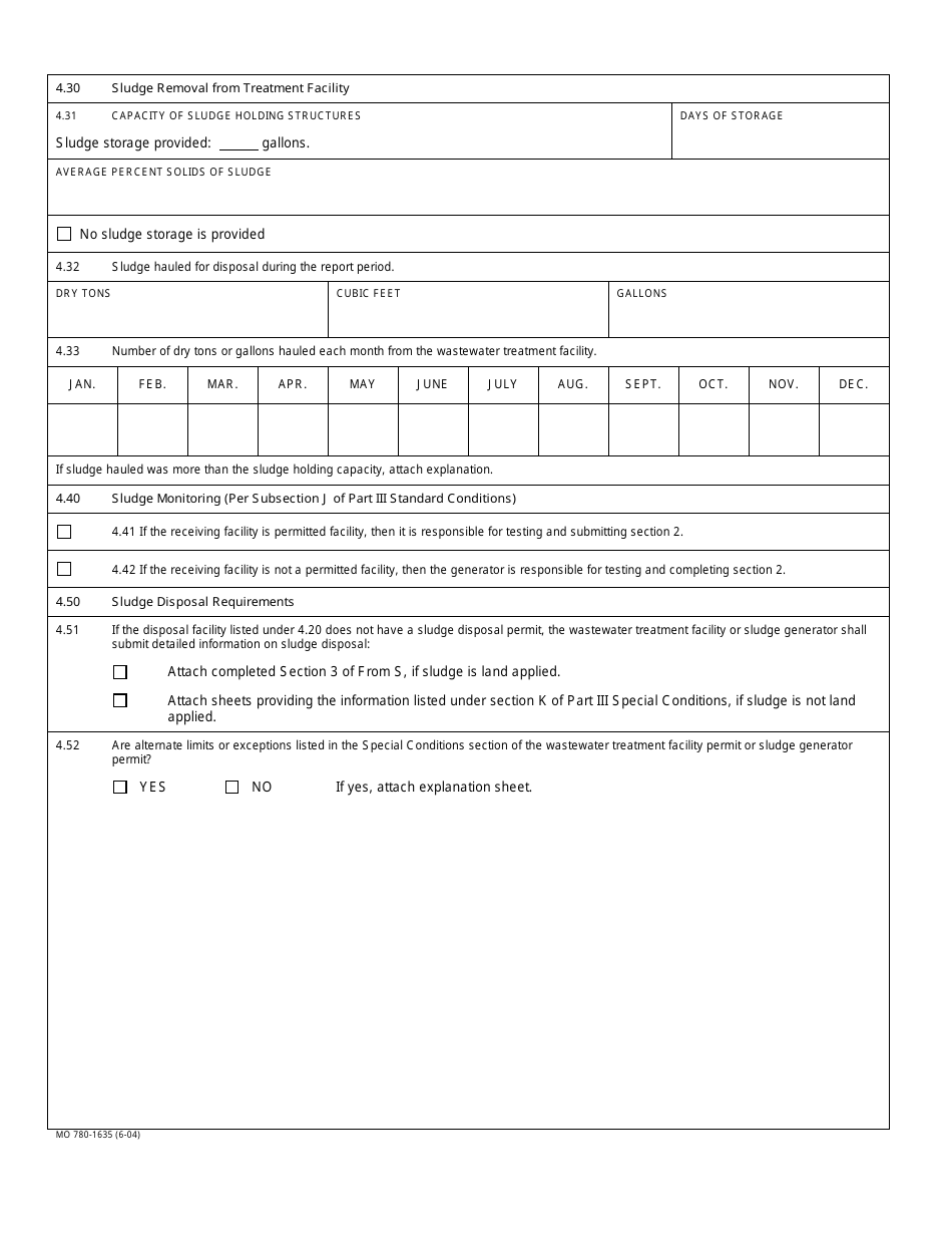 Form MO780-1635 (S) Section 4 - Sludge Hauling - Missouri, Page 2
