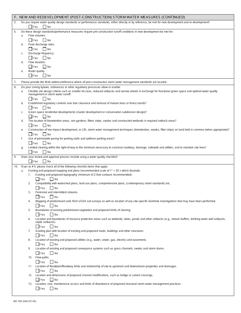 Form MO780-2049 Stormwater Annual Report - Small Ms4 Permits Addendum - Water Quality Program Assessment (Municipal Separate Storm Sewer System) - Missouri, Page 4
