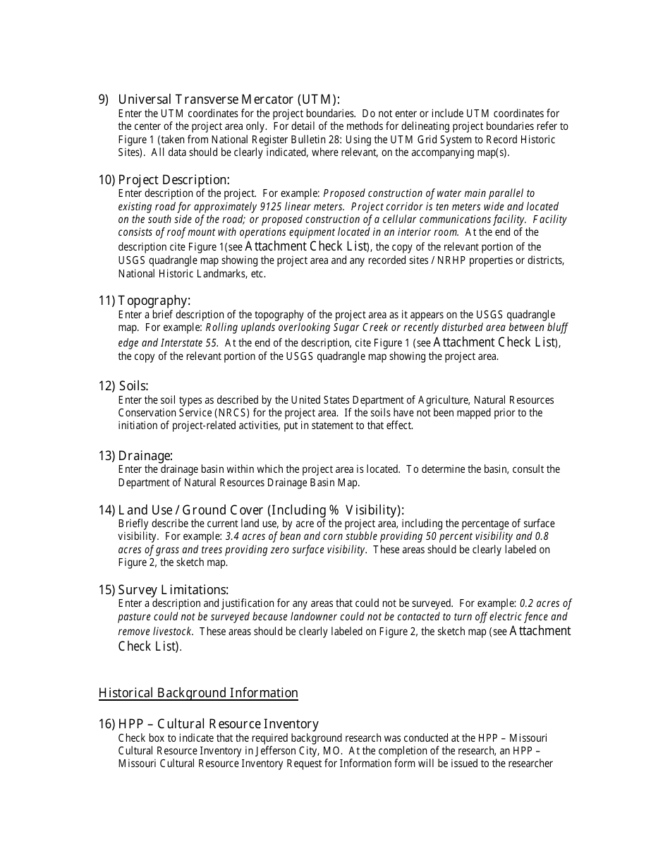 Instructions for Form MO780-1718 Section 106 Survey Memo - Missouri, Page 2