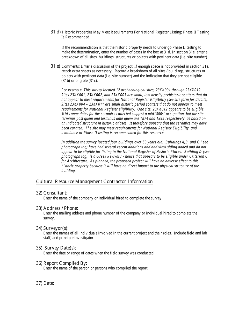 Instructions for Form MO780-1718 Section 106 Survey Memo - Missouri, Page 5