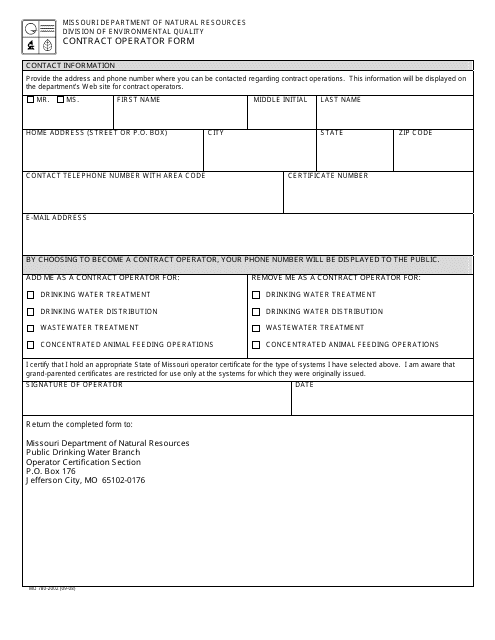 Form MO780-2002 Contract Operator Form - Missouri