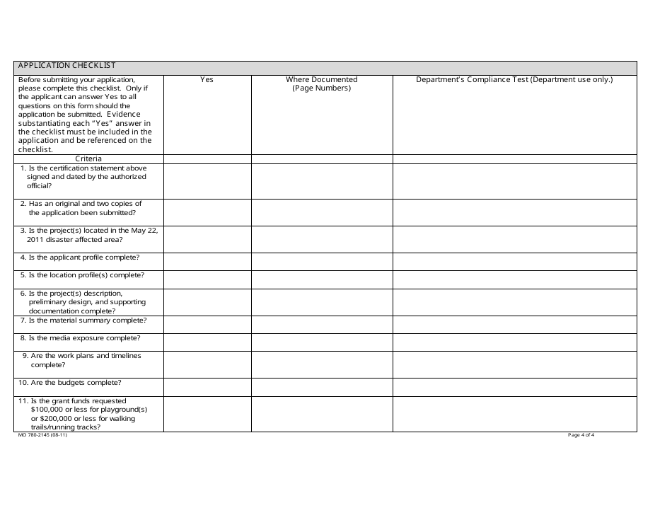 Form MO780-2145 Download Fillable PDF or Fill Online Disaster Recovery ...