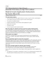 Instructions for Form MO780-2145 Disaster Recovery Scrap Tire Surface Material Grant Application Form - Missouri