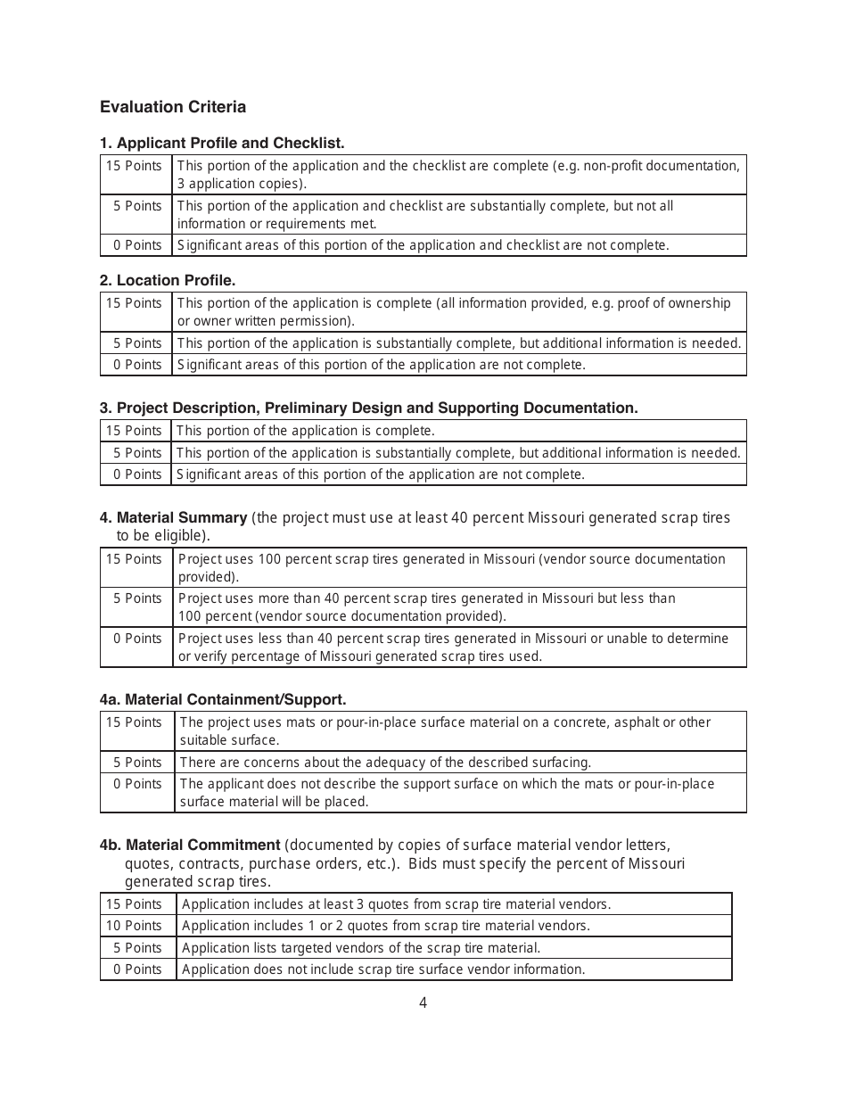 Instructions for Form MO780-2145 Disaster Recovery Scrap Tire Surface Material Grant Application Form - Missouri, Page 4