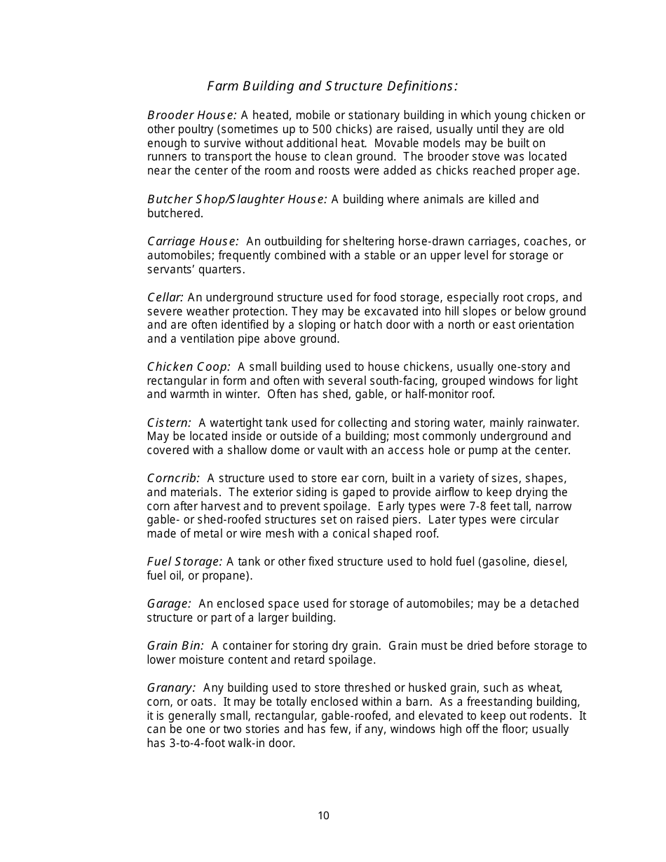 Instructions for Form 780-2126, 780-2127 Barn and Farmstead Survey - Missouri, Page 10