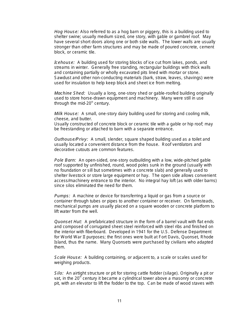 Instructions for Form 780-2126, 780-2127 Barn and Farmstead Survey - Missouri, Page 11