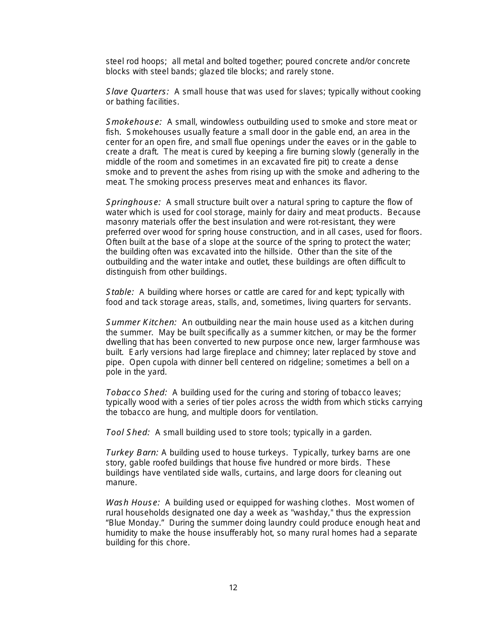 Instructions for Form 780-2126, 780-2127 Barn and Farmstead Survey - Missouri, Page 12