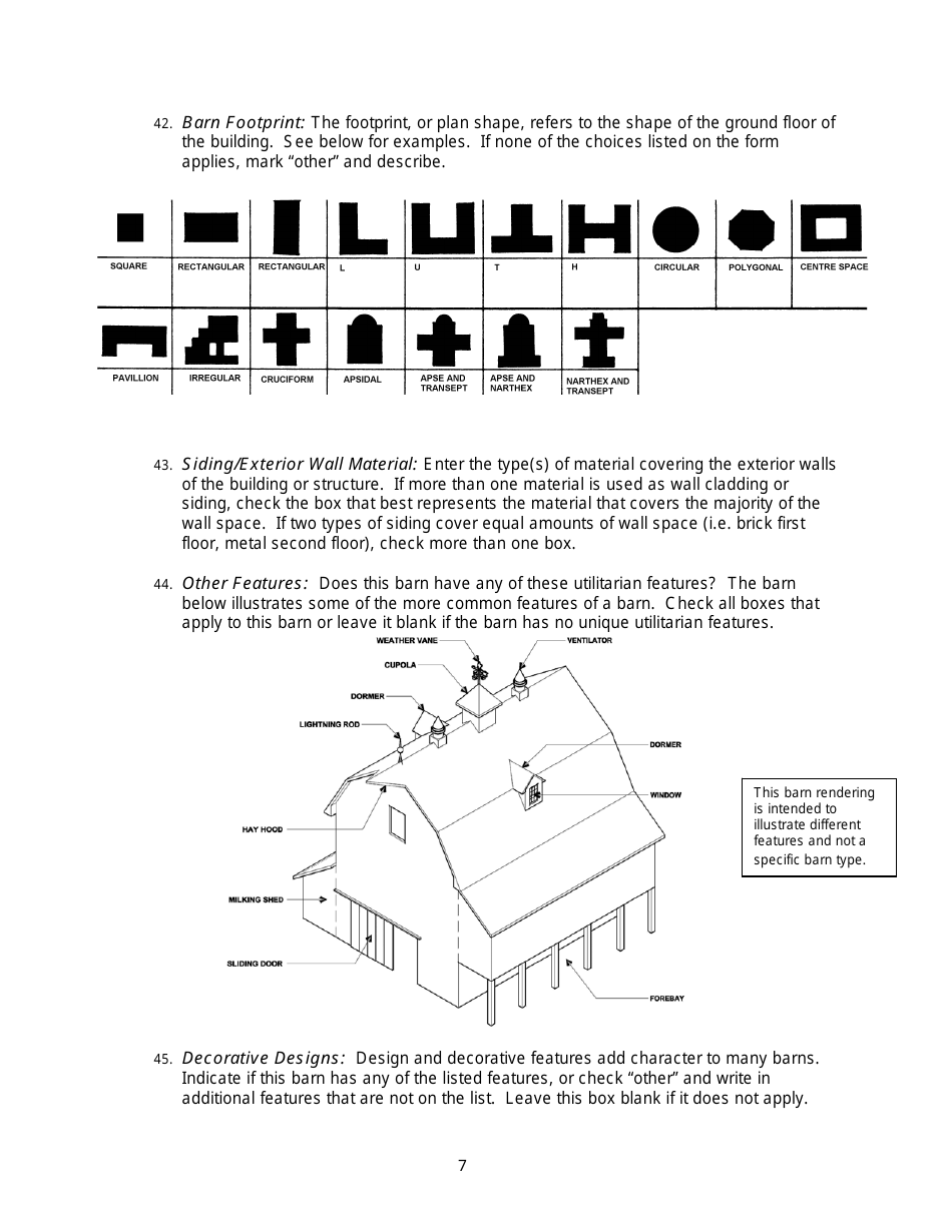 Instructions for Form 780-2126, 780-2127 Barn and Farmstead Survey - Missouri, Page 7