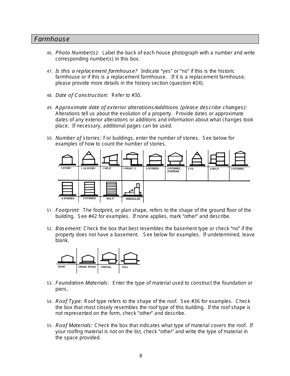 Instructions for Form 780-2126, 780-2127 Barn and Farmstead Survey - Missouri, Page 8