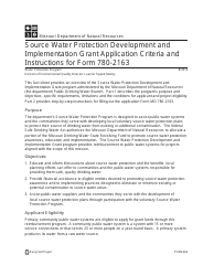 Document preview: Instructions for Form MO780-2163 Application for Source Water Protection Development and Implementation Grant - Missouri