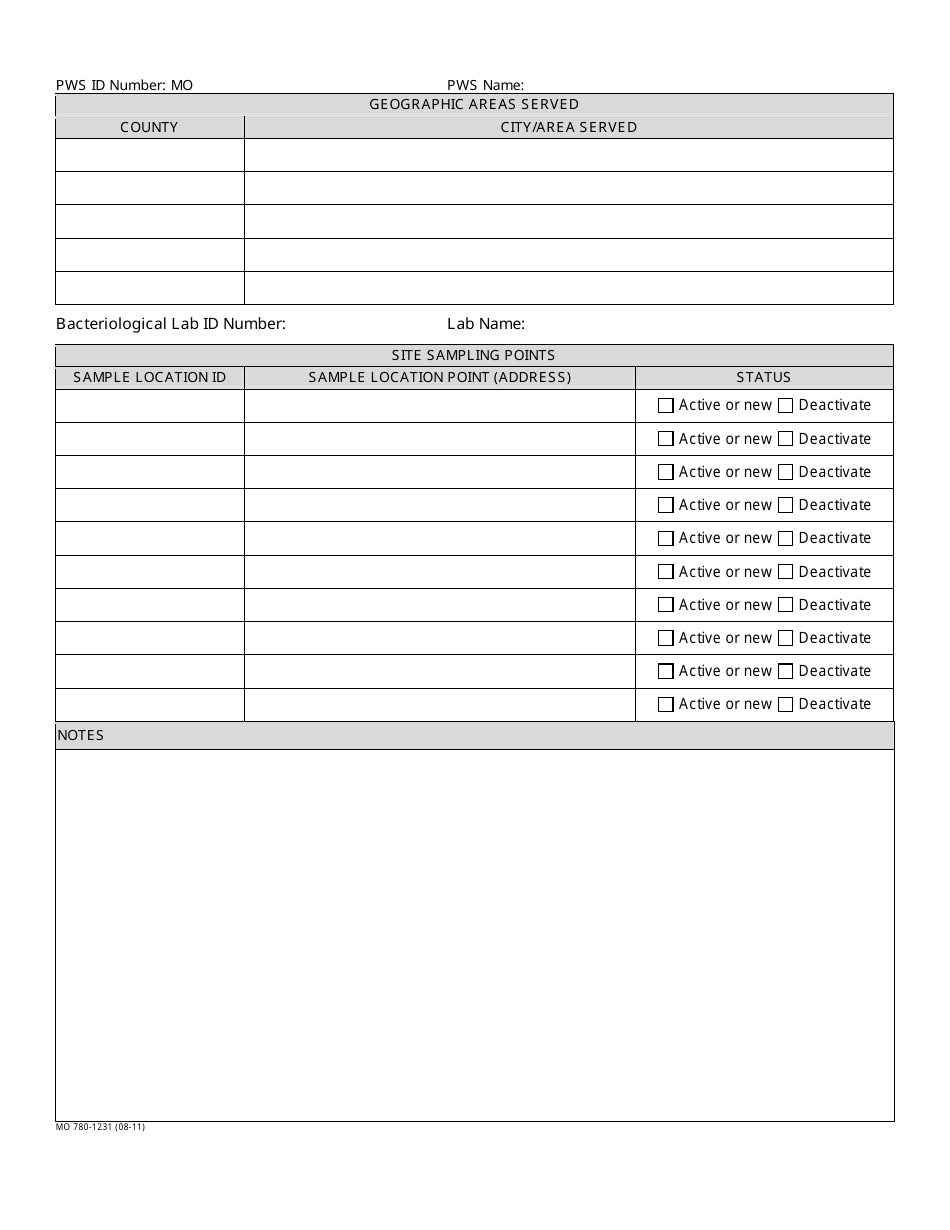 Form MO780-1231 (1) Inventory Public Water System Record - Missouri, Page 2