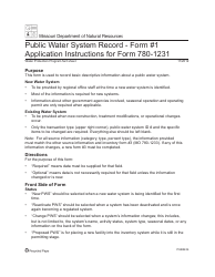 Document preview: Instructions for Form MO780-1231, 1 Inventory Public Water System Record - Missouri