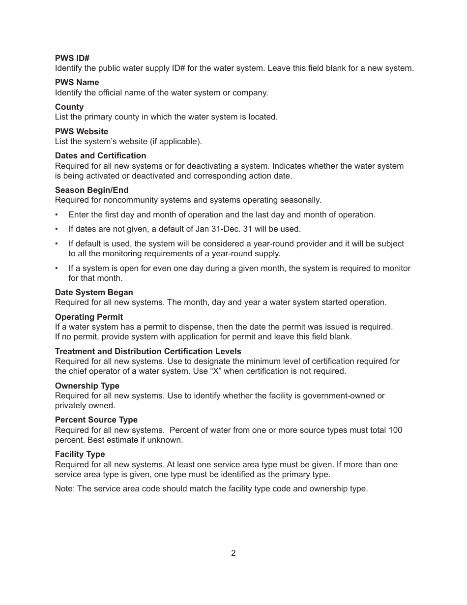 Instructions for Form MO780-1231, 1 Inventory Public Water System Record - Missouri, Page 2