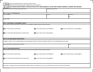 Document preview: Form MO780-1723 Discharge Monitoring Certification for Agrichemical Facilities Under General Permit Mo-R240000 - Missouri