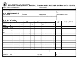 Document preview: Form MO780-1604 Discharge Monitoring Report for Agrichemical Facilities Under General Permit Mo-R240000 (Pesticide Containment) - Missouri