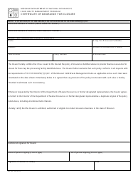 Document preview: Form MO780-1268 Certificate of Insurance for Closure Application - Missouri