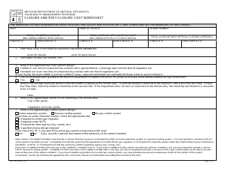 Form MO780-1882 &quot;Closure and Post-closure Cost Worksheet&quot; - Missouri