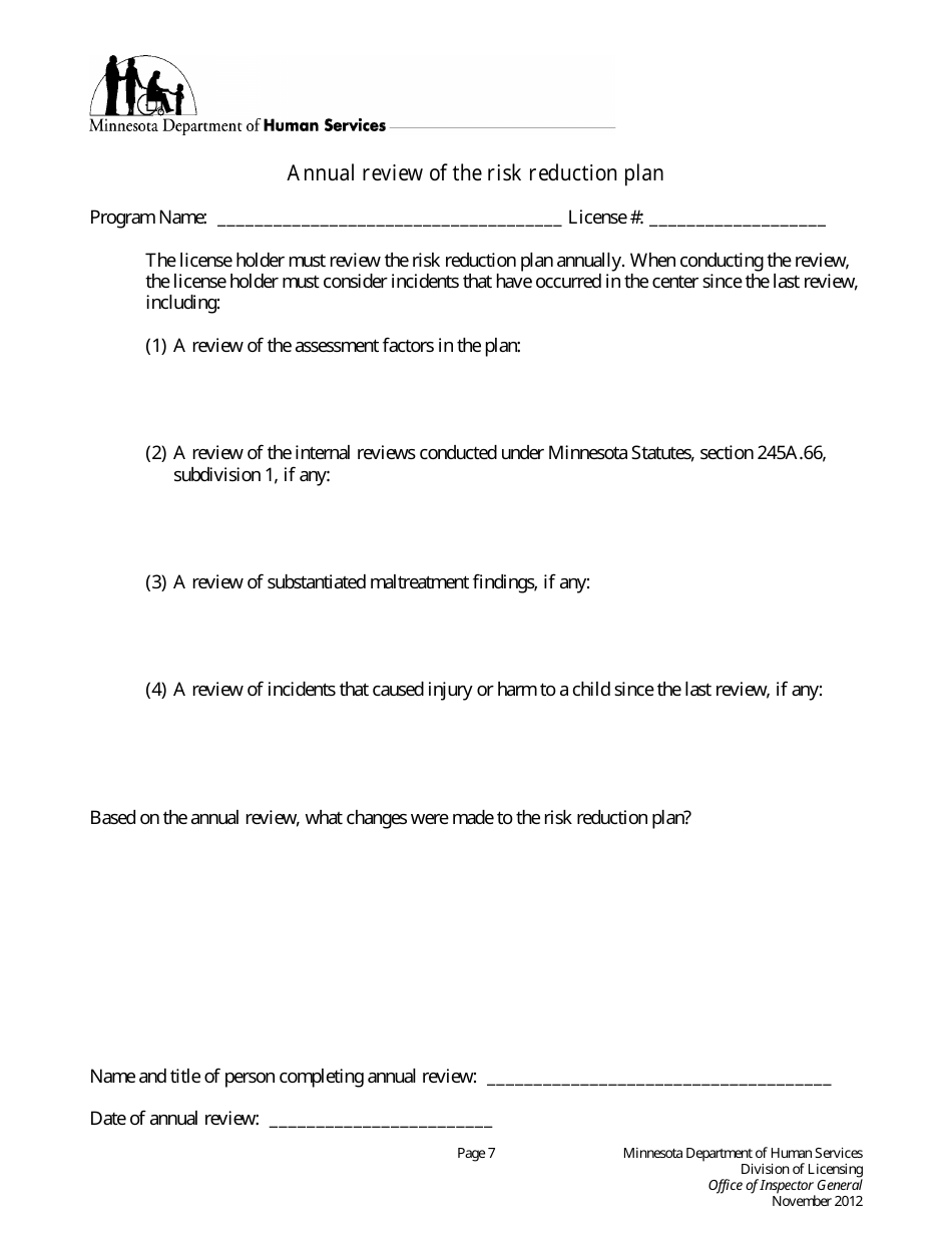 Child Care Center Risk Reduction Plan - Minnesota, Page 7