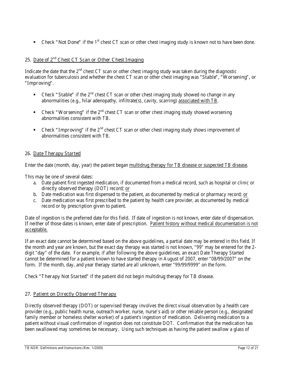 Instructions for Form TB NDR Notifiable Disease Report for Tuberculosis - Hawaii, Page 12