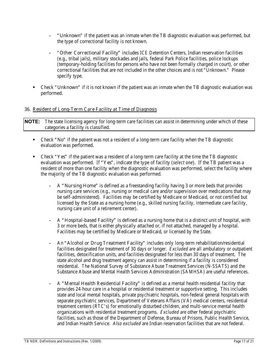 Instructions for Form TB NDR Notifiable Disease Report for Tuberculosis - Hawaii, Page 17