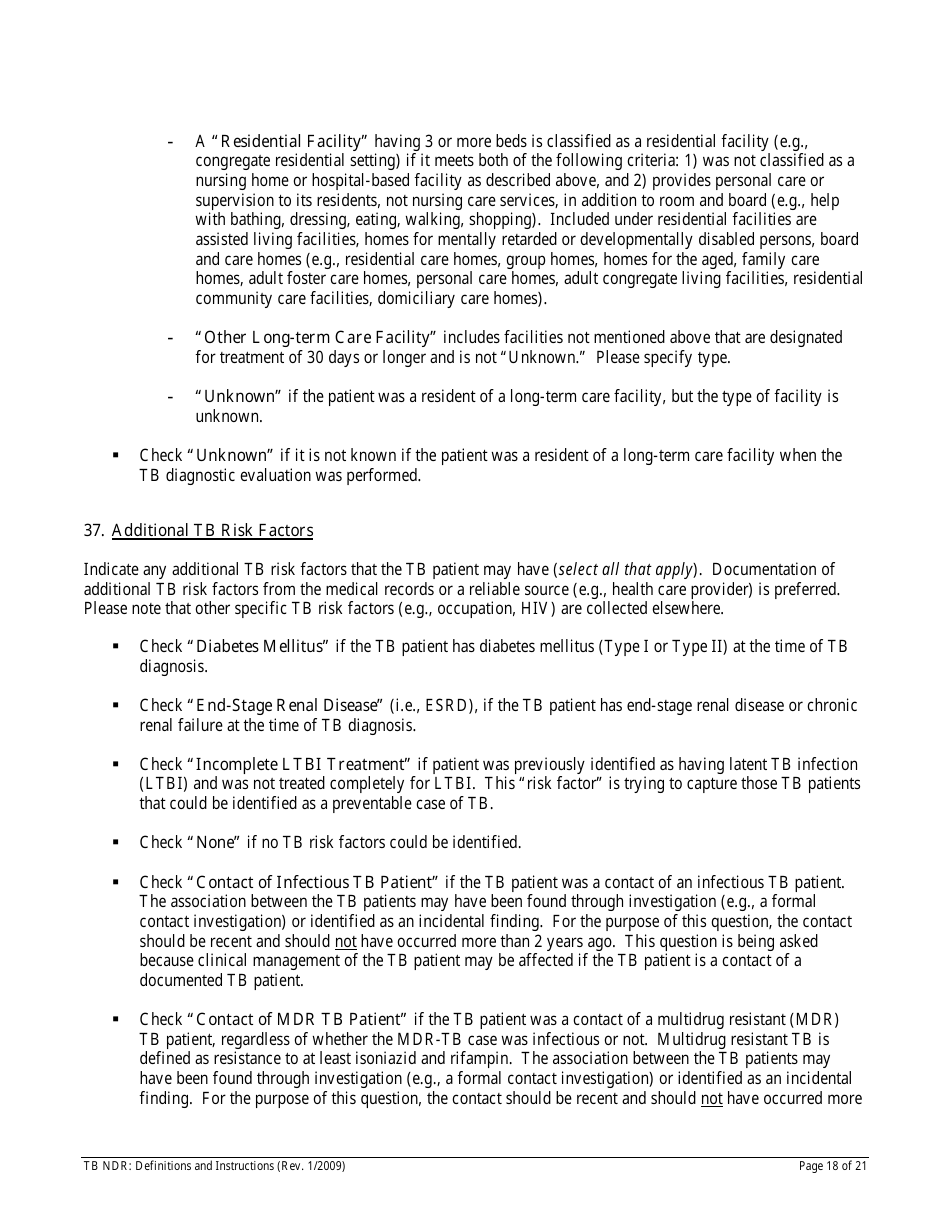 Instructions for Form TB NDR Notifiable Disease Report for Tuberculosis - Hawaii, Page 18
