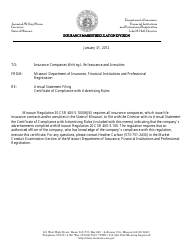 Document preview: Affidavit: Certificate of Compliance With Advertising Rules - Missouri