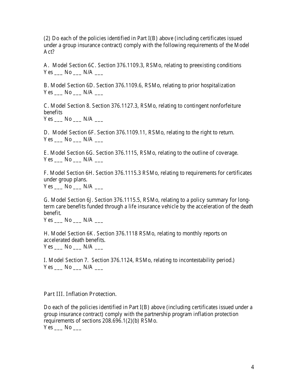 Form LTC-5 Partnership Program Policy Certification Form - Missouri, Page 4