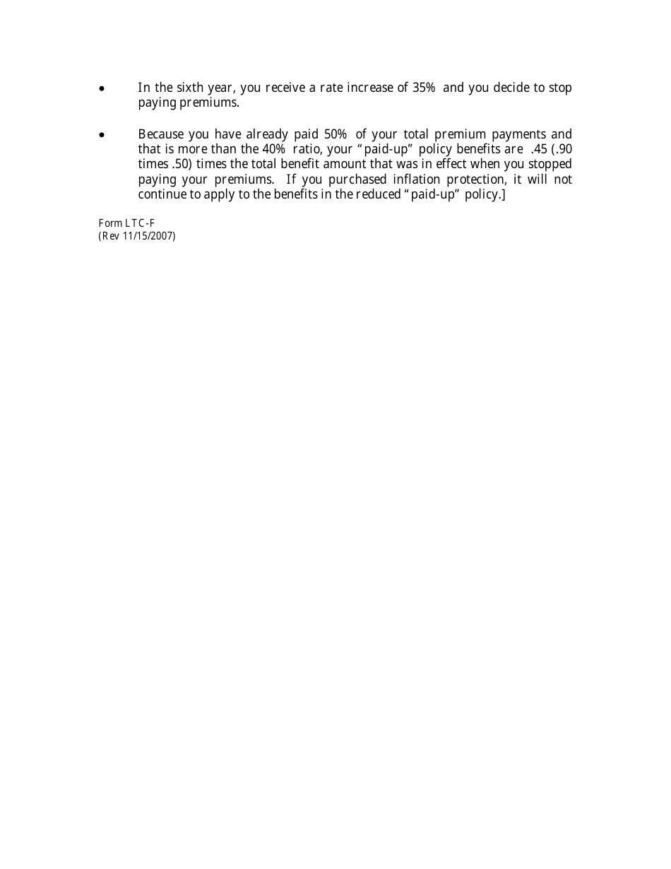 Form LTC-F Long-Term Care Insurance Potential Rate Increase Disclosure Form - Missouri, Page 5