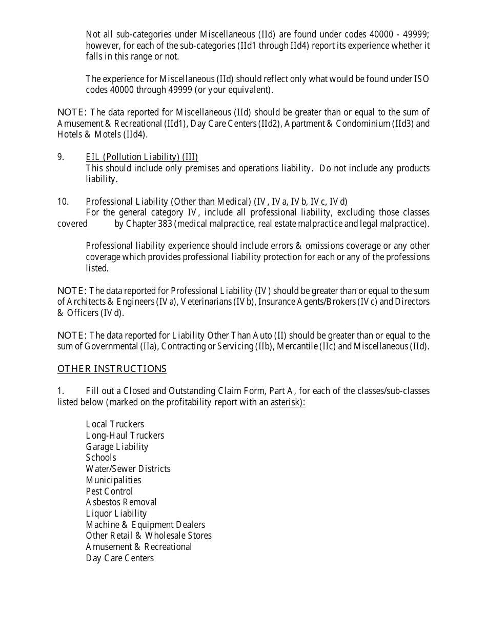 Instructions for Form MO375-0359 Missouri Commercial Liability Profitability Report - Missouri, Page 3