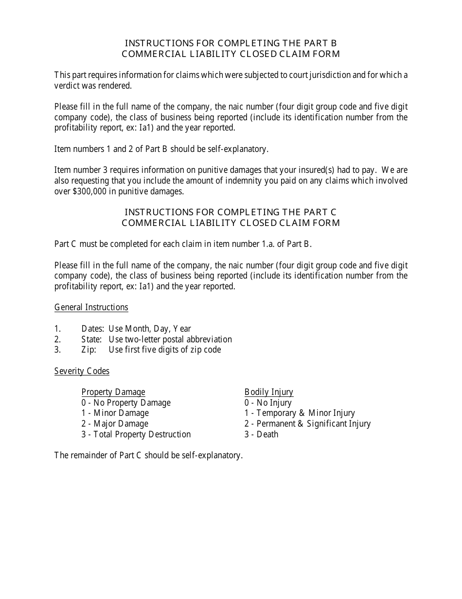 Instructions for Form MO375-0359 Missouri Commercial Liability Profitability Report - Missouri, Page 8