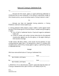 Document preview: Form T-3 Notice of Closing or Settlement Risk - Missouri