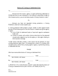 Form T-3 Notice of Closing or Settlement Risk - Missouri