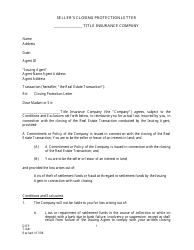 Form T-8ALT Seller&#039;s Closing Protection Letter - Missouri