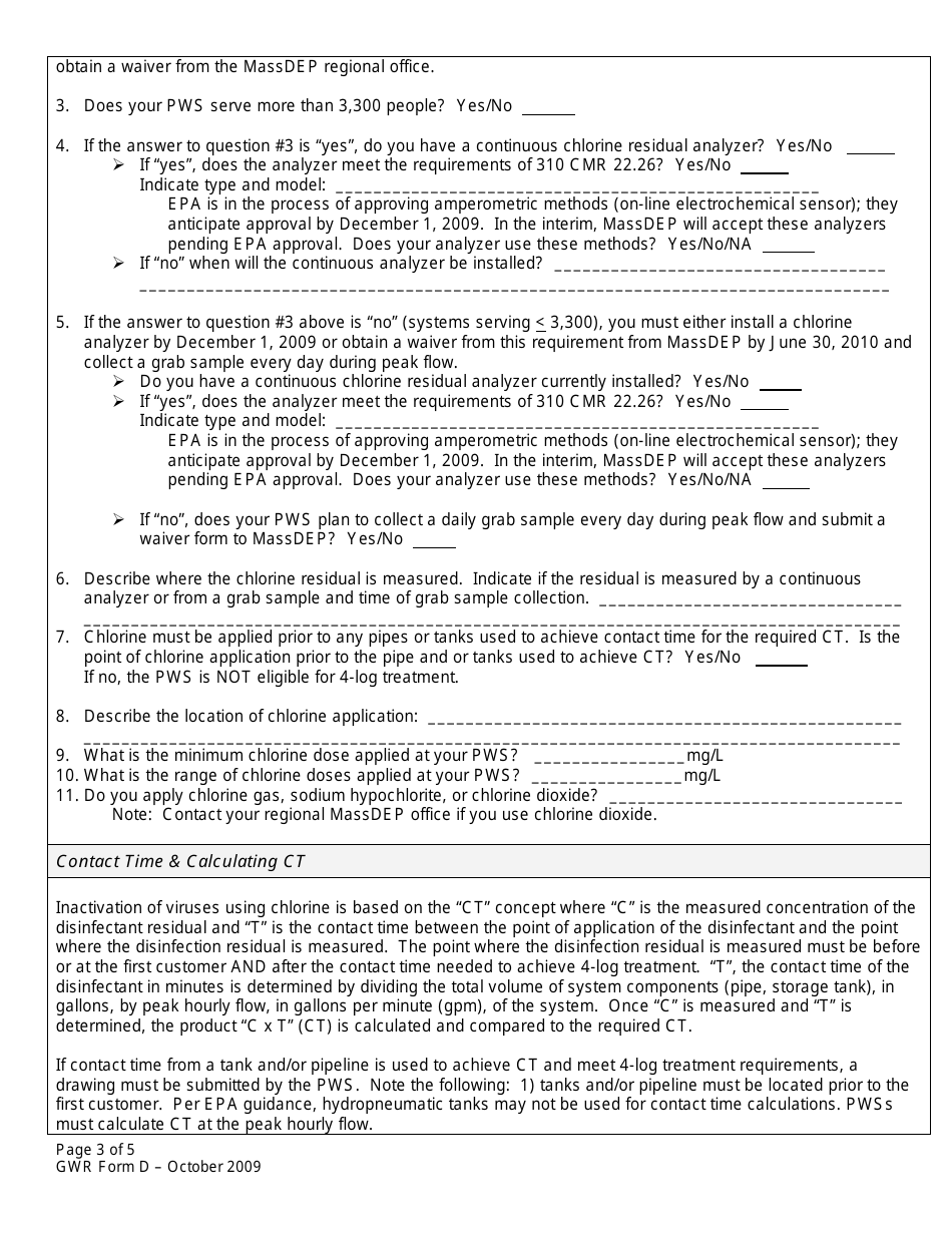 GWR Form D Request for 4-log Certification - Massachusetts, Page 3