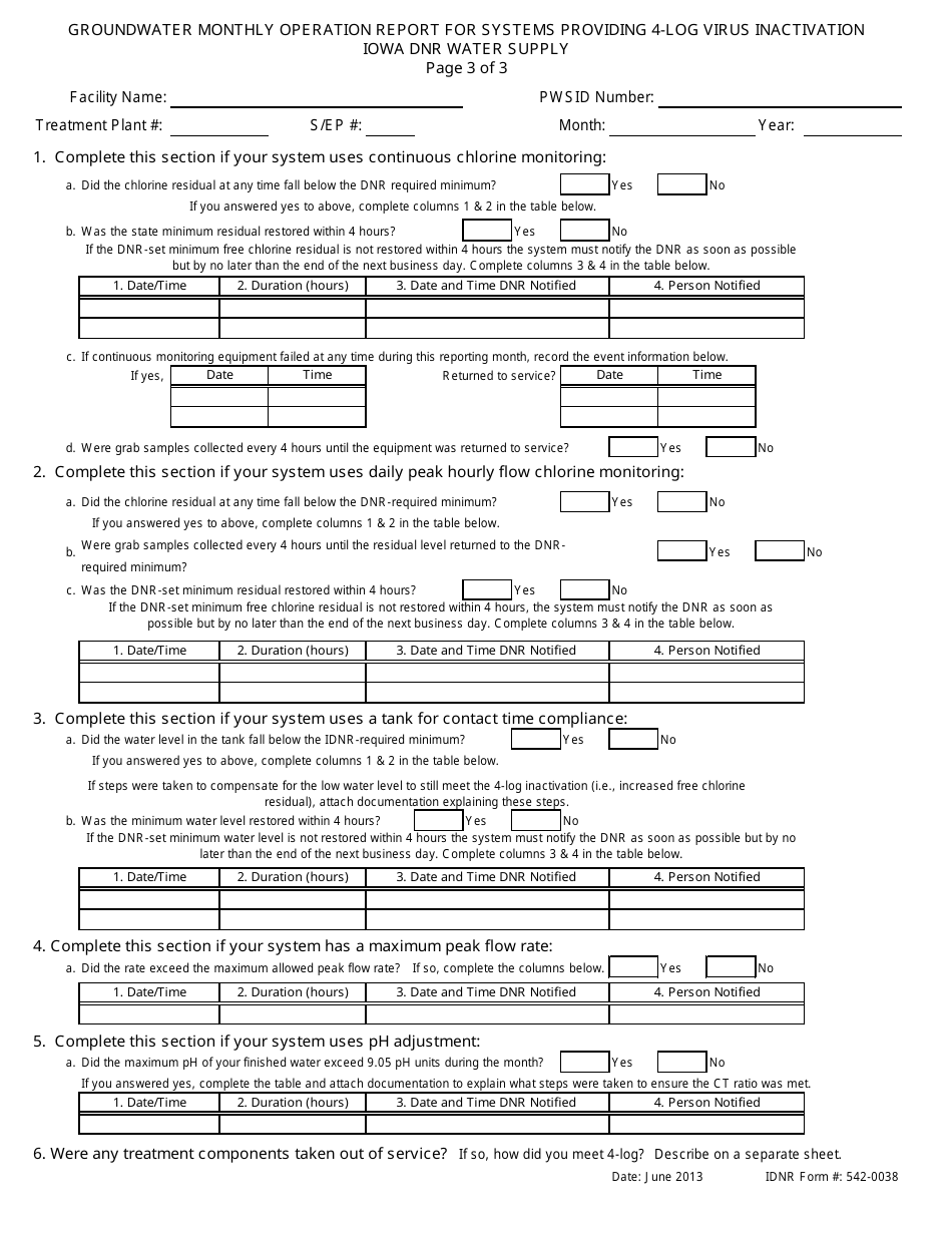 DNR Form 542-0038 - Fill Out, Sign Online and Download Fillable PDF ...