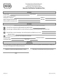 Document preview: DNR Form 542-3120 Operator Certification Compliance Plan - Iowa